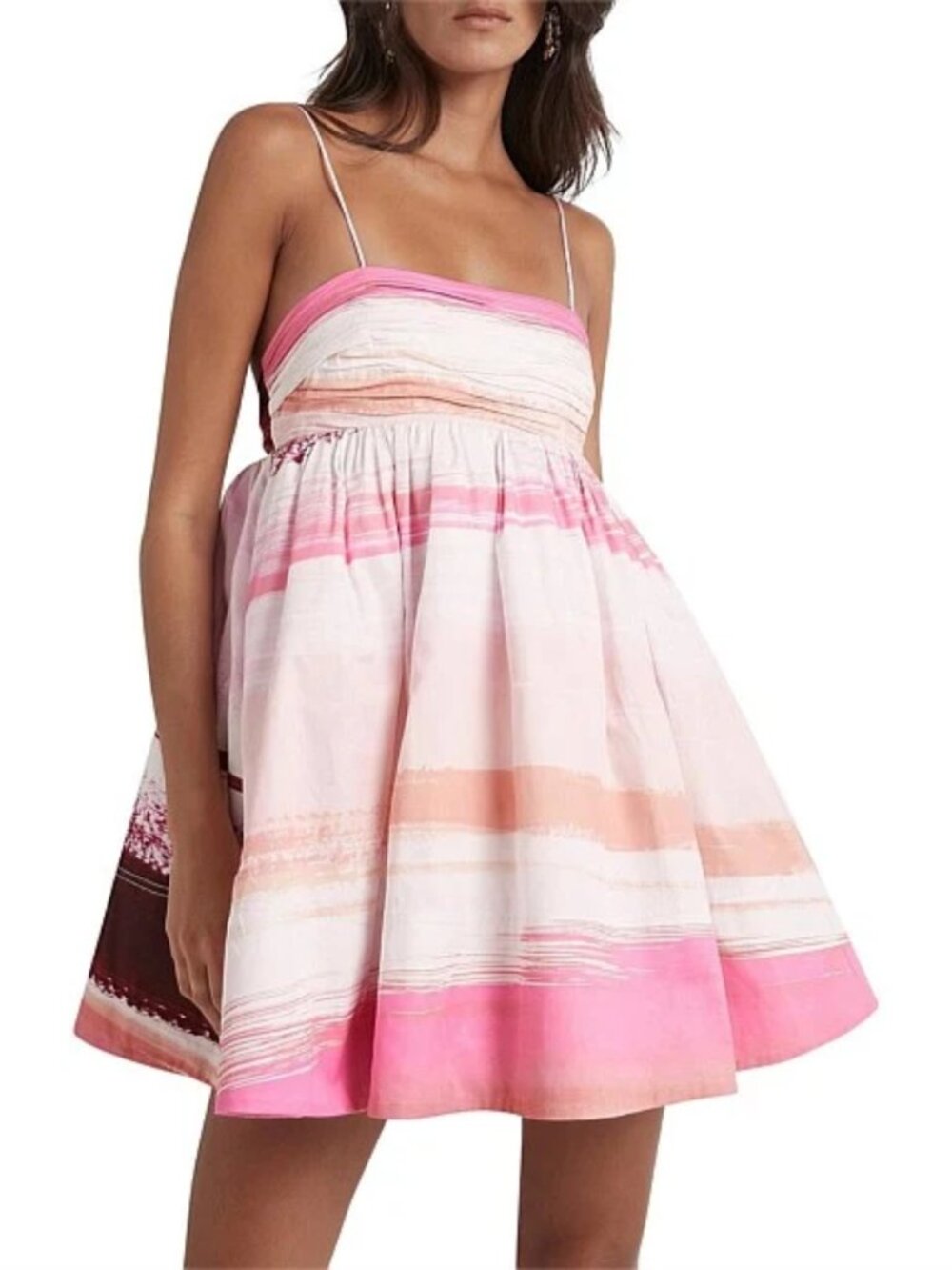 Aje Kasbah Sunset Stripe Ruched Bow Mini Dress AU 12 US 8
